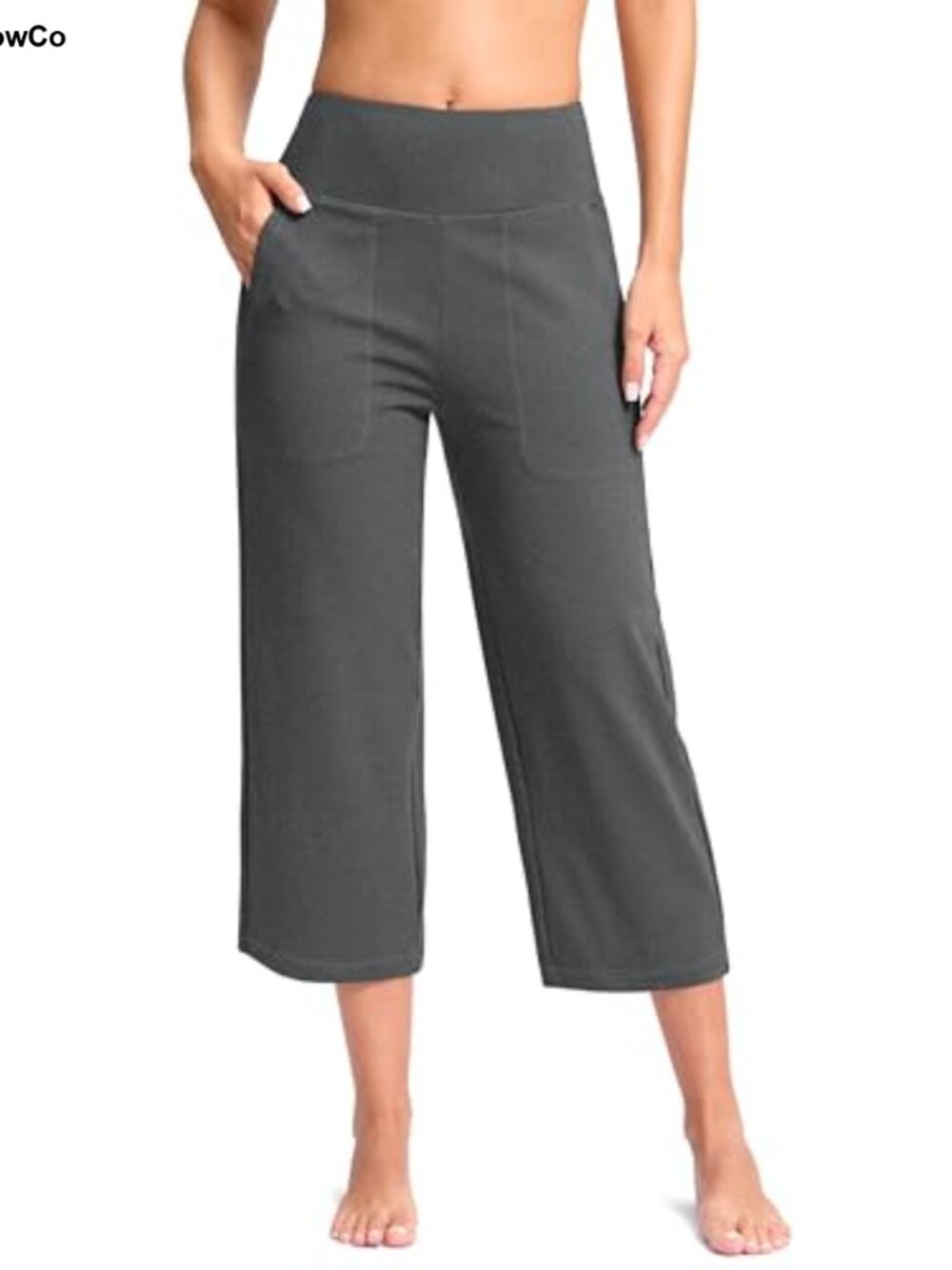 High Waist Capri Yoga Pants with Pockets Buttery Soft Wide Leg Crop